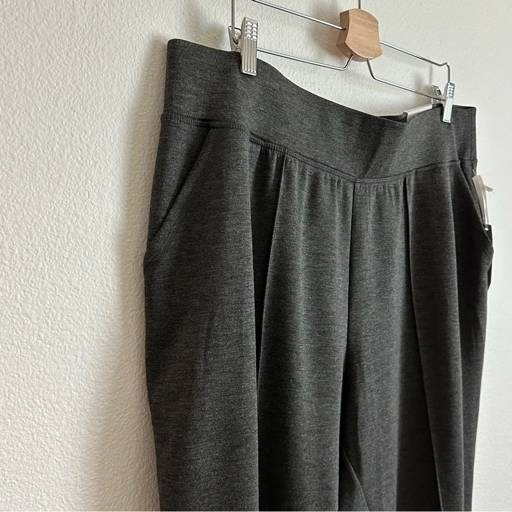 STYLUS Charcoal Gray Ponte Knit Mid-Rise Ankle Slit Jogger Pants Size 1X